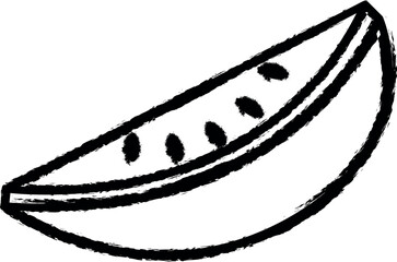 piece of watermelon outline vector icon in grunge style