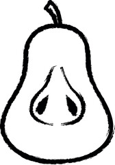pear cut outline vector icon in grunge style