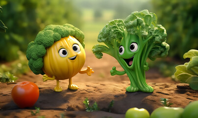 Funny Character Of Vegetables And Fruits