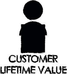 colored customer lifetime value illustration vector icon in grunge style