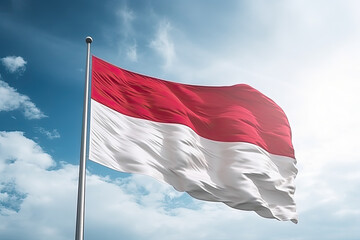 Naklejka na ściany i meble indonesian flag flying in the blue sky