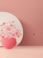  Template with flowers and hearts . AI 