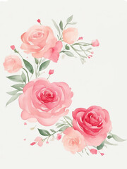  Template with watercolor flowers . AI 