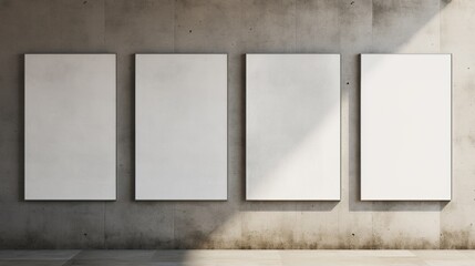 Generative AI, set of four posters mock up, blank minimalistic background, artwork template - obrazy, fototapety, plakaty