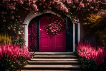 Entrance door with flowers