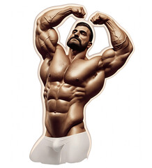 Sticker illustration of a muscular male body isolated created with Generative AI technology
