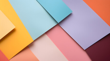 minimalist background with colorful sheets of paper