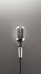 Fototapeta premium Retro style microphone isolated on grey background.