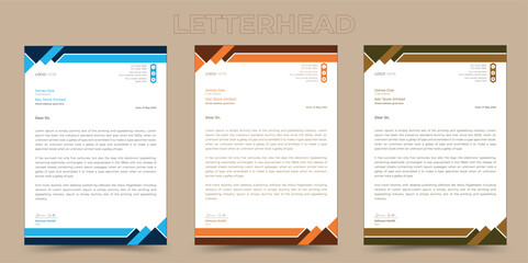 Clean modern & professional corporate company business letterhead template design with color variation