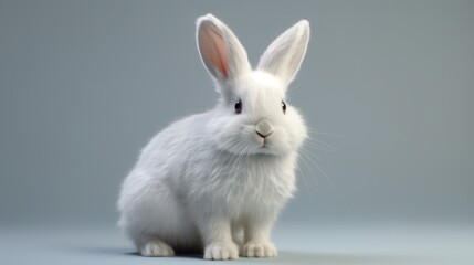Obraz premium A white rabbit sitting on bright green grass Ai Generative