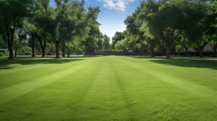 Fototapeta premium new green lawn at city park.