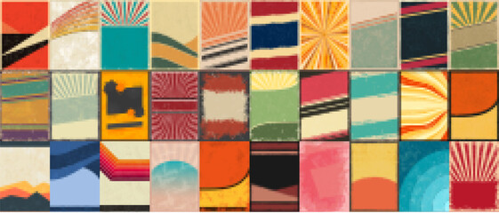 Abstract vintage set stickers colorful