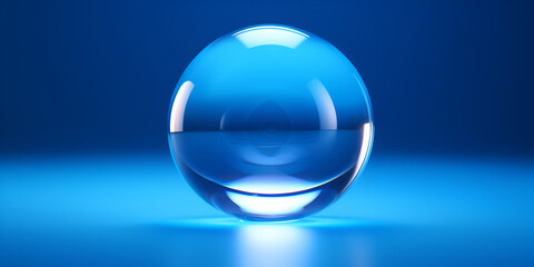 Glass ball in abstract blue light 