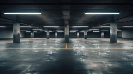 Visualize urban solitude: almost empty parking garage with industrial loft aesthetics.