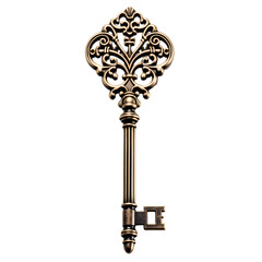 Antique master key isolated on transparent background