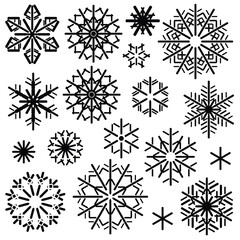 Set of snowflakes, vector illustration, winter background