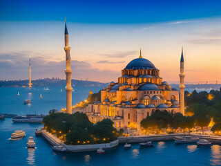 Obraz premium blue mosque at night