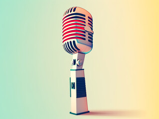 Classic retro voice microphone instrument on a colored background.