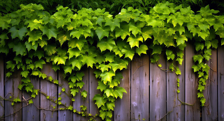 Old wooden fence with ivy