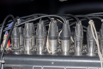 Jack cable transmits signal on audio mixer