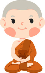 monk with orange robe sitting in the lotus pose