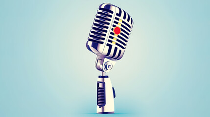 Classic retro voice microphone instrument on a blue background.