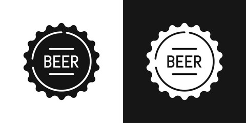 Beer cap vector icon. Metal bottle cap, beer symbol - obrazy, fototapety, plakaty