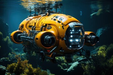 Deep sea chronicles submersible robots unveiling rare marine life, futurism image