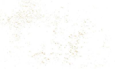 Fototapeta na wymiar Abstract doted and confetti golden glitter and dust particles splatter on transparent background. Dust golden grunge background.