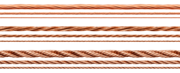 Cable - Wire - Cord - String - Rope - seamless pattern - Isolated Transparent PNG - Copper, Bronze, Brass - Various Shapes and models