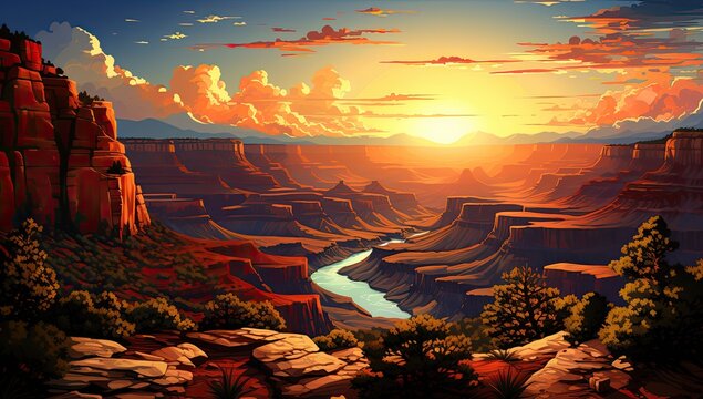 a scenic sunset picture of the grand canyon