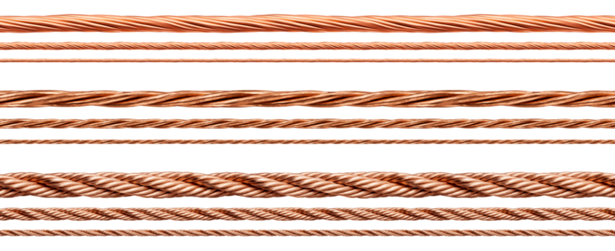Cable - Wire - Cord - String - Rope - seamless pattern - Isolated Transparent PNG - Copper, Bronze, Brass - Various Shapes and models