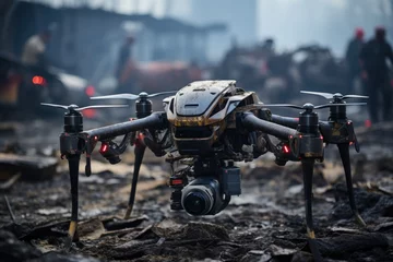 Foto op Canvas Advanced sensor equipped drones and robots in search and rescue operations, futurism image © Ingenious Buddy 