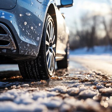 car tire on snow