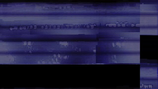 Glitch noise static television VFX. Visual video effects stripes background, tv screen noise glitch effect. Video background, transition effect for video editing, intro and logo reveal with sound