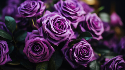 Purple roses on dark background