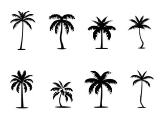 palm tree set silhouette illustration
