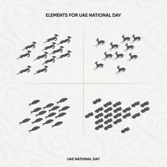 UAE national day Brand Guide 52. Translated Arabic: Spirit of the union United Arab Emirates National day with Traditional Illustration.