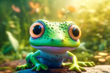 a cute little adorable frog with big eyes