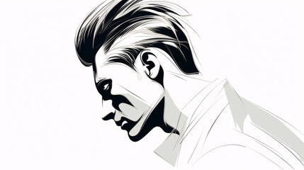 Thin Line Drawing of a Fashionable Man, Embracing Clean Design.