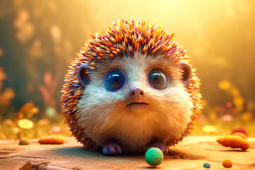 a cute little adorable hedgehog with big eyes