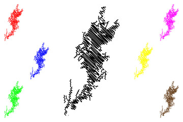 Lake Reindeer (Canada, North America) map vector illustration, scribble sketch map