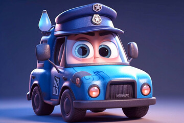 a cute little adorable police jeep with big eyes