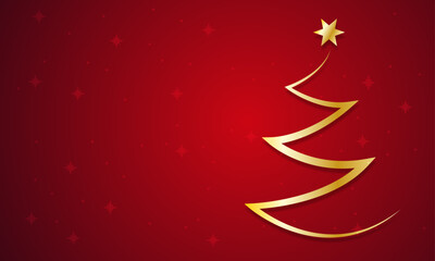 Christmas card with gold christmas tree - obrazy, fototapety, plakaty
