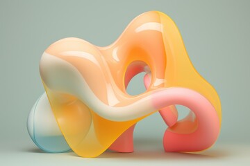 Fluid Forms: Abstract Sculptural Art of Colorful Twisting Fractals in a Harmonious Composition