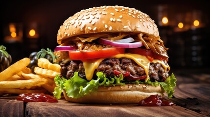 tasty gourmet burger food gourmet illustration juicy mouthwatering, flavorful indulgent, succulent artisanal tasty gourmet burger food gourmet