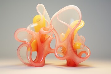 Fluid Forms: Abstract Sculptural Art of Colorful Twisting Fractals in a Harmonious Composition