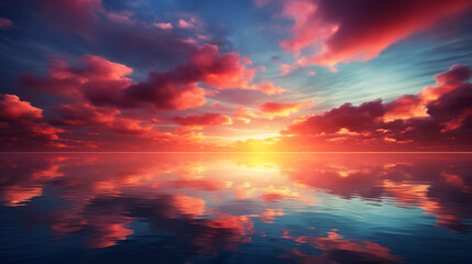 Fototapeta premium A Sunrise Canvas, Bathing the Sea or River in a Symphony of Colors.