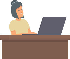 Manager desktop writing icon cartoon vector. Workplace business. Table modern career