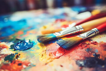 Obraz premium Paint brushes on art palette